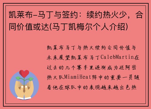 凯莱布-马丁与签约：续约热火少，合同价值或达(马丁凯梅尔个人介绍)